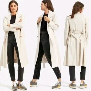 EVERLANE The Drape Trench Double Breasted Coat In Sandstone Size XS NEW pockets